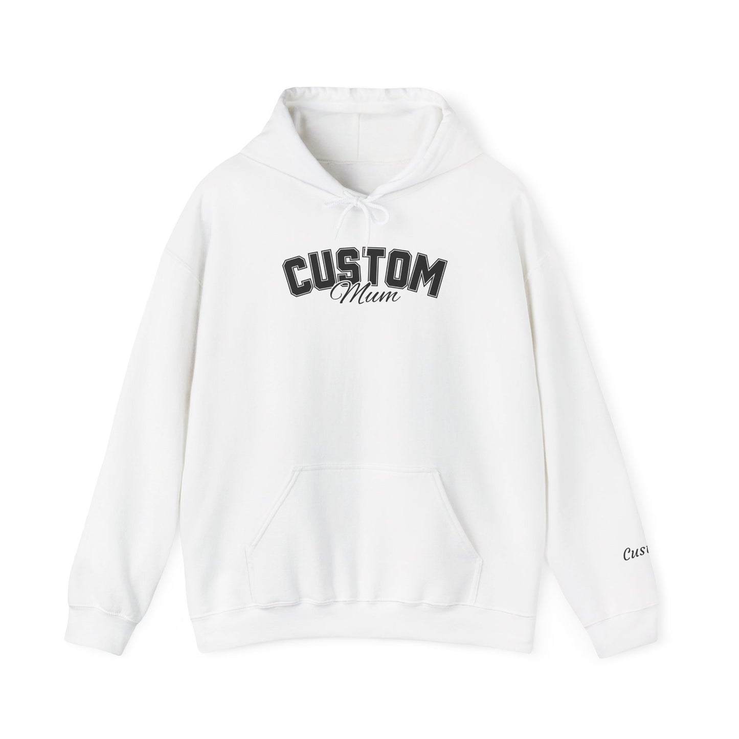 Dog breed mum hoodie with name on sleeve