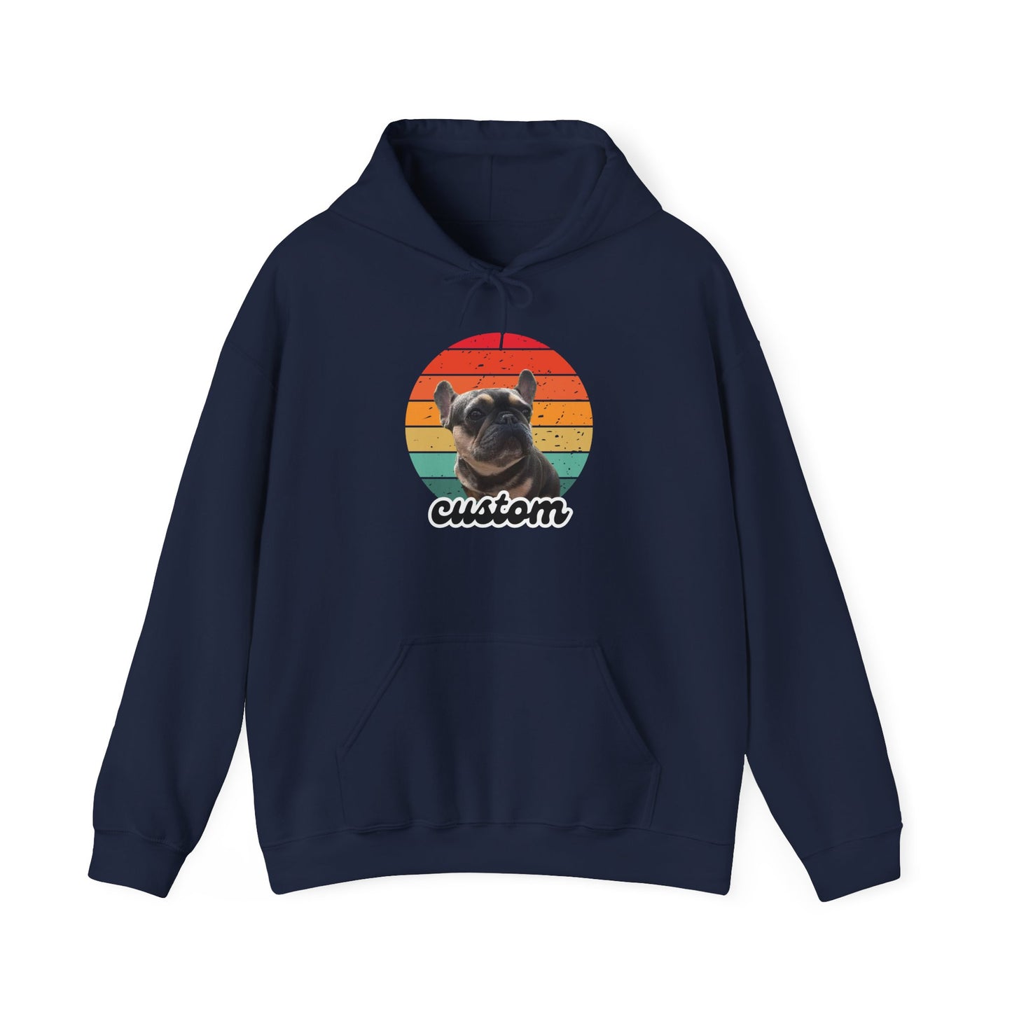 Custom dog name and photo retro sunset hoodie