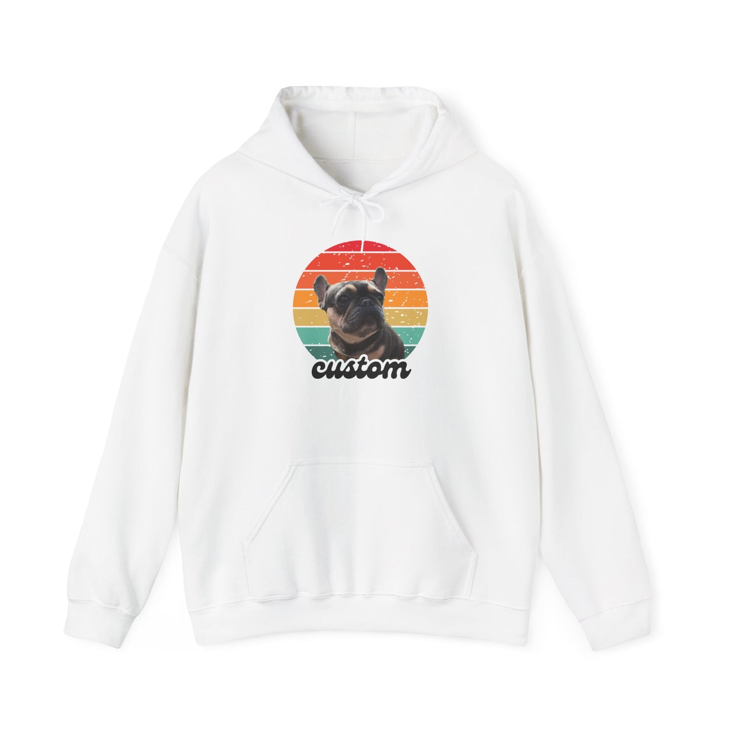 Custom dog name and photo retro sunset hoodie