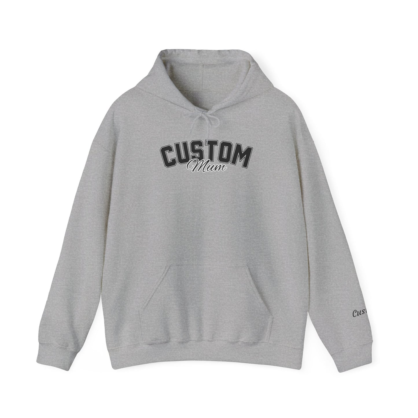 Dog breed mum hoodie with name on sleeve