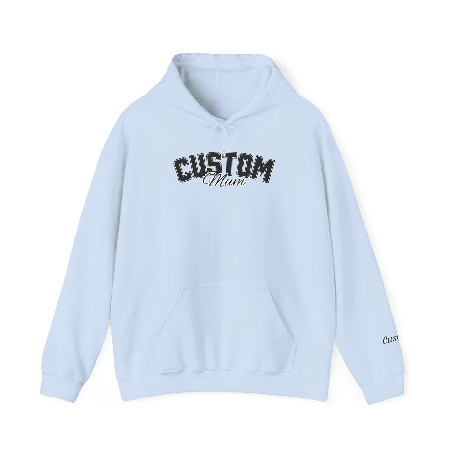 Dog breed mum hoodie with name on sleeve