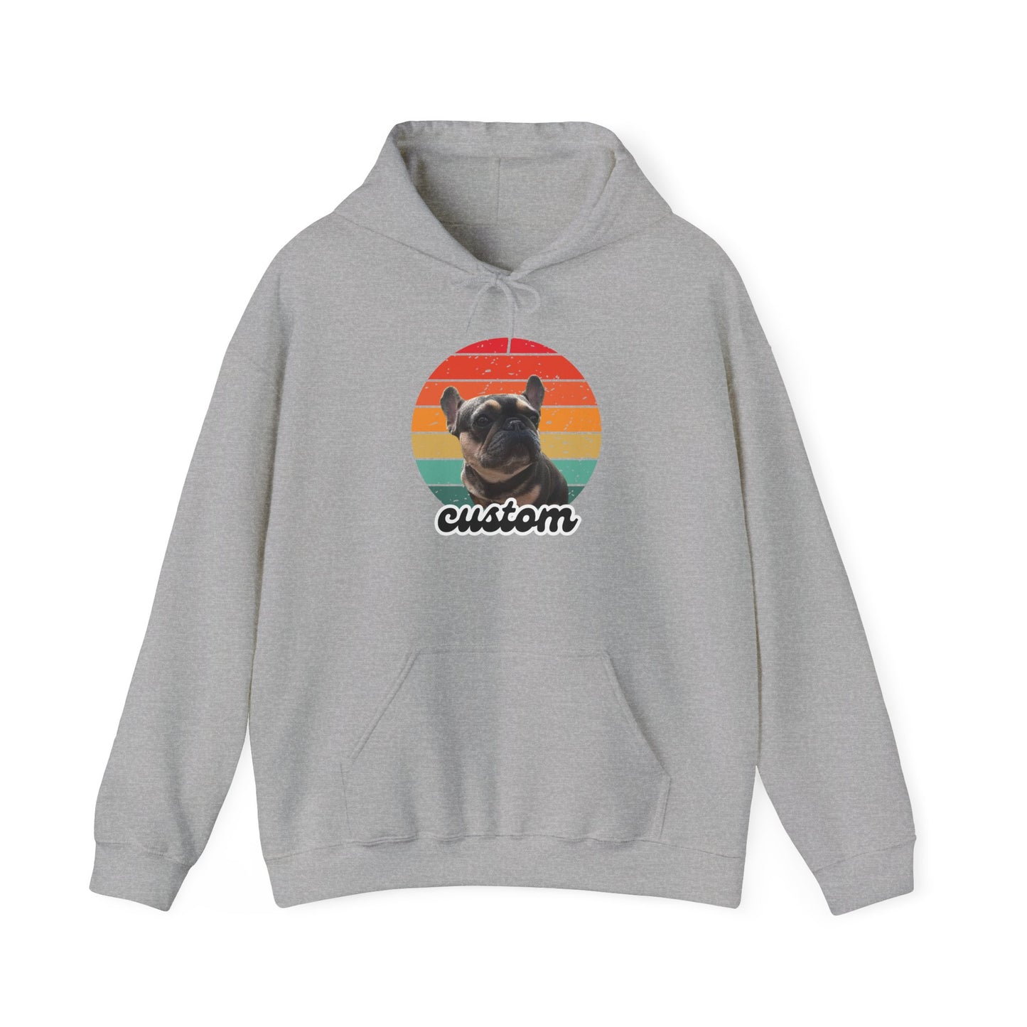 Custom dog name and photo retro sunset hoodie