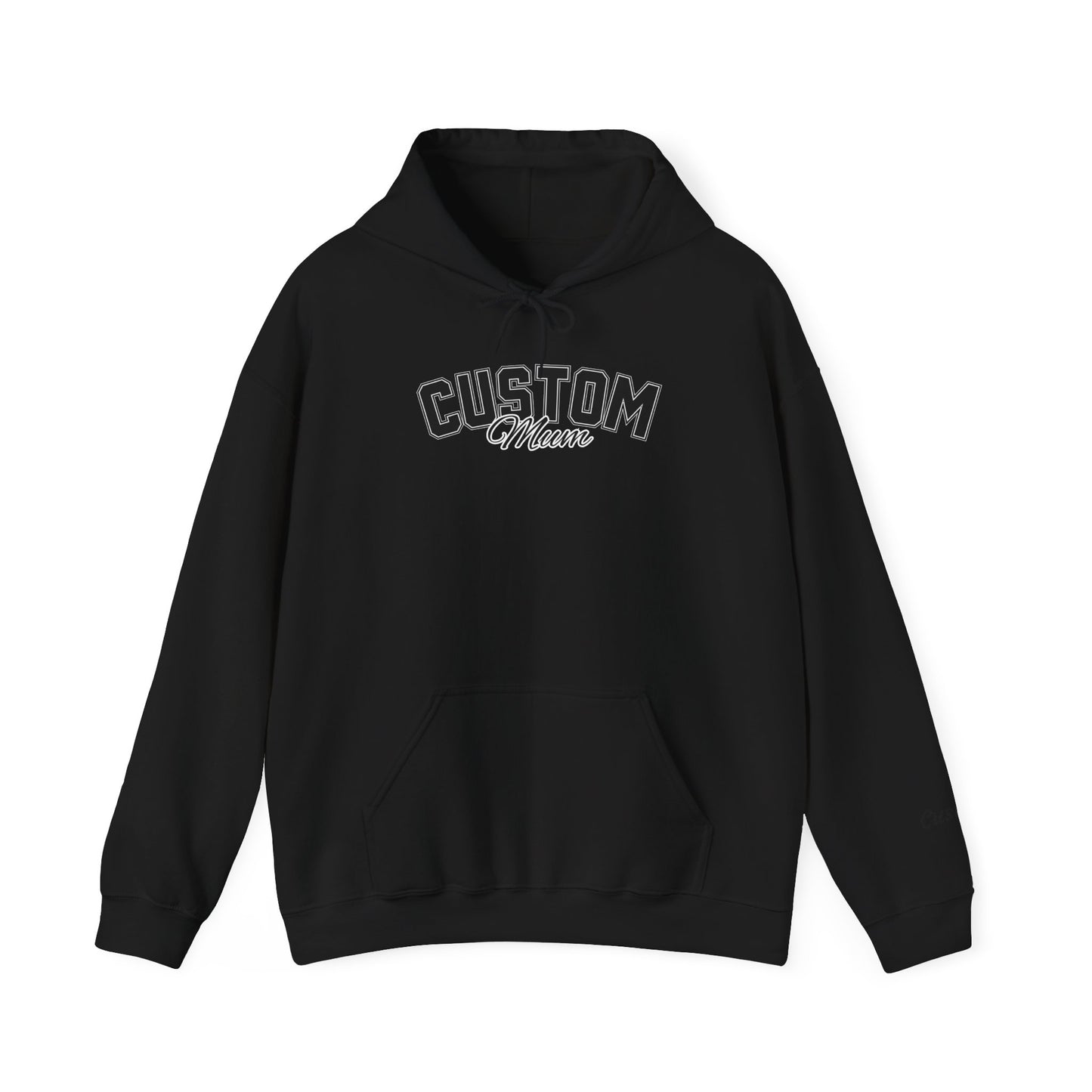 Dog breed mum hoodie with name on sleeve