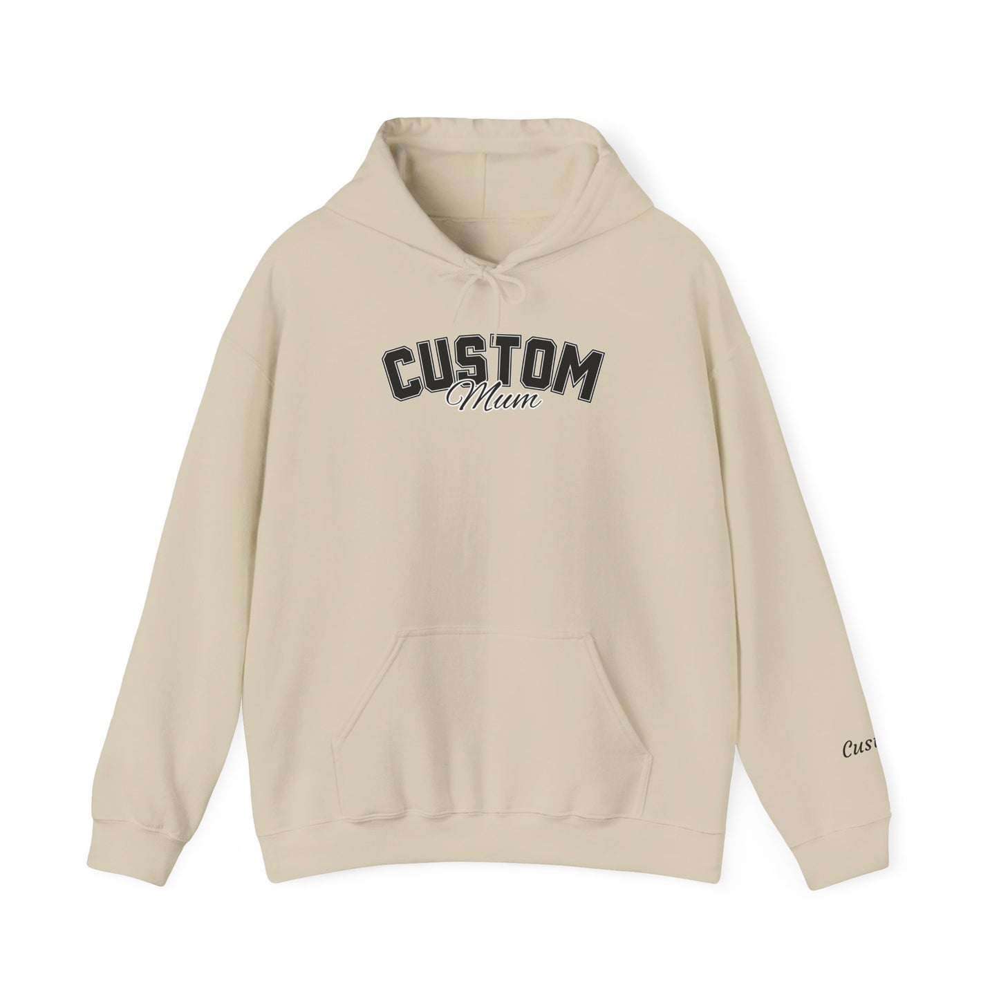 Dog breed mum hoodie with name on sleeve