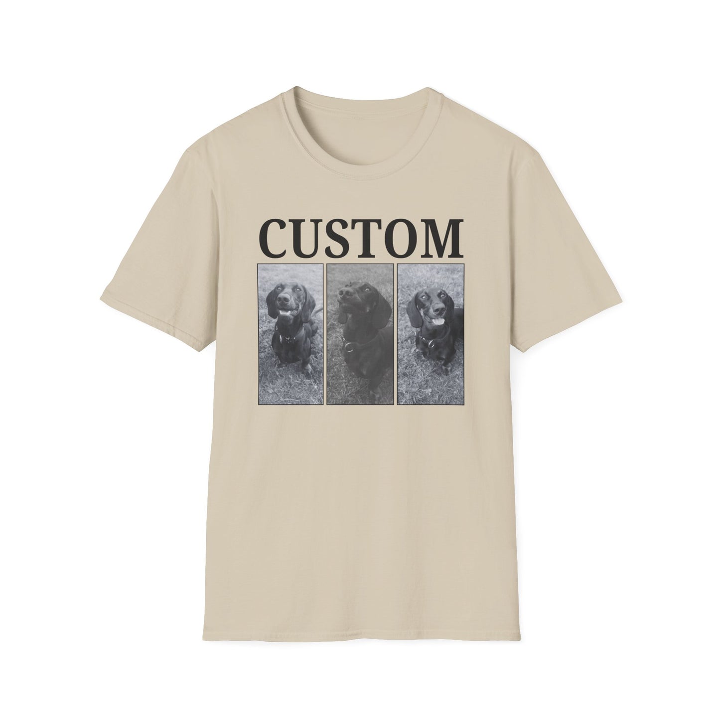 Personalised Vintage style dog photo and name T-shirt