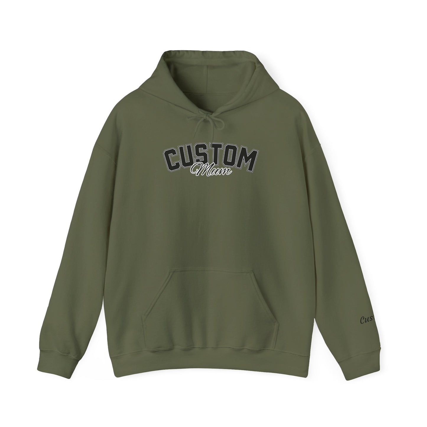 Dog breed mum hoodie with name on sleeve