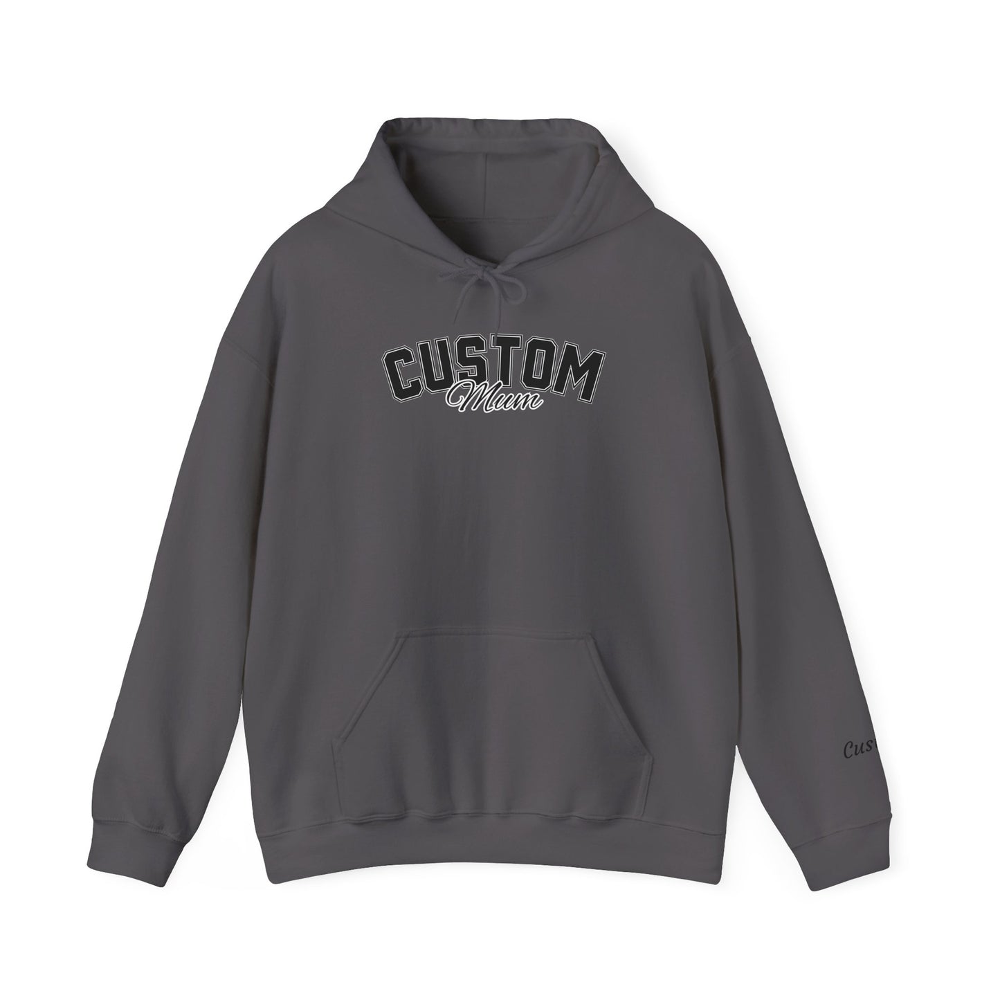 Dog breed mum hoodie with name on sleeve