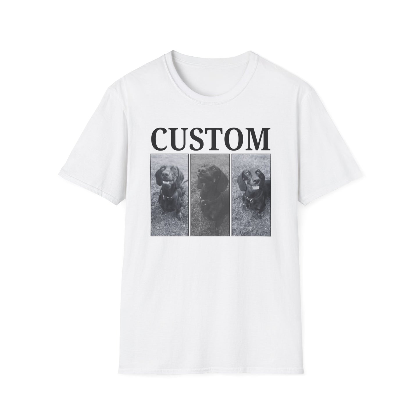 Personalised Vintage style dog photo and name T-shirt