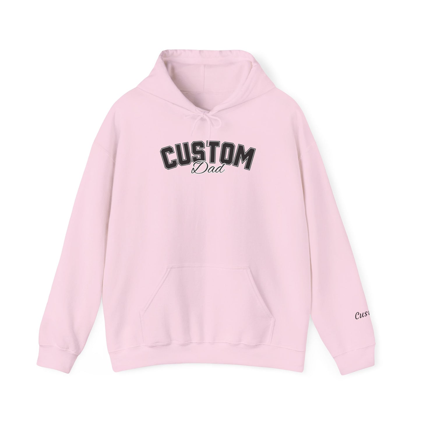Dog breed dad hoodie with name on sleeve