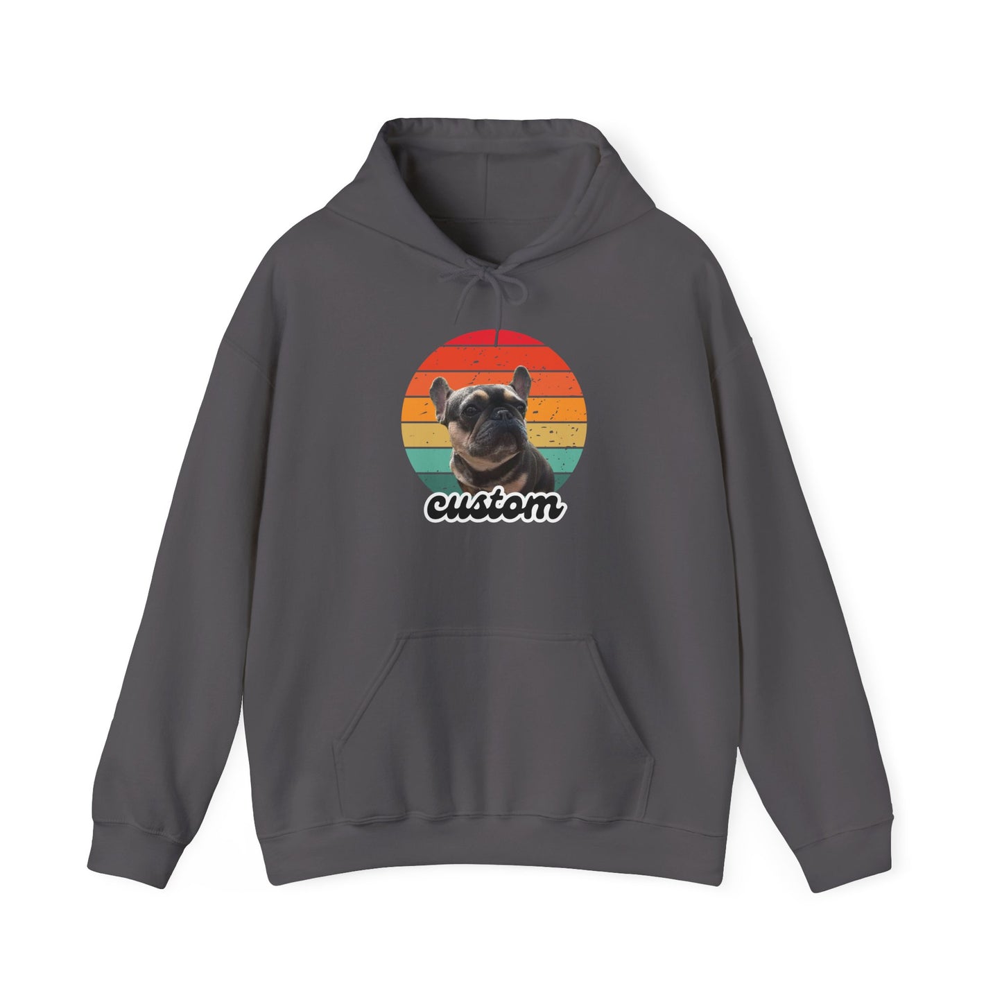 Custom dog name and photo retro sunset hoodie