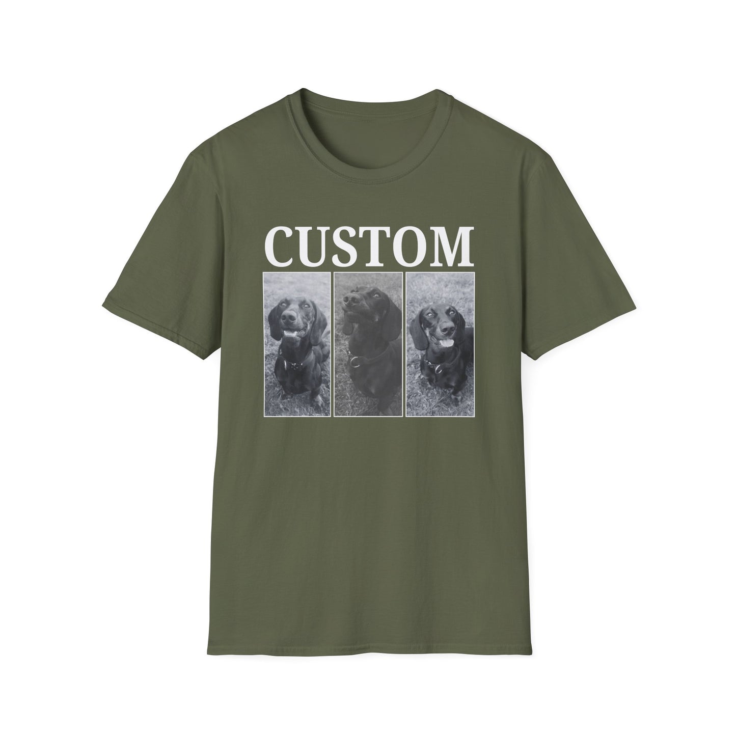 Personalised Vintage style dog photo and name T-shirt