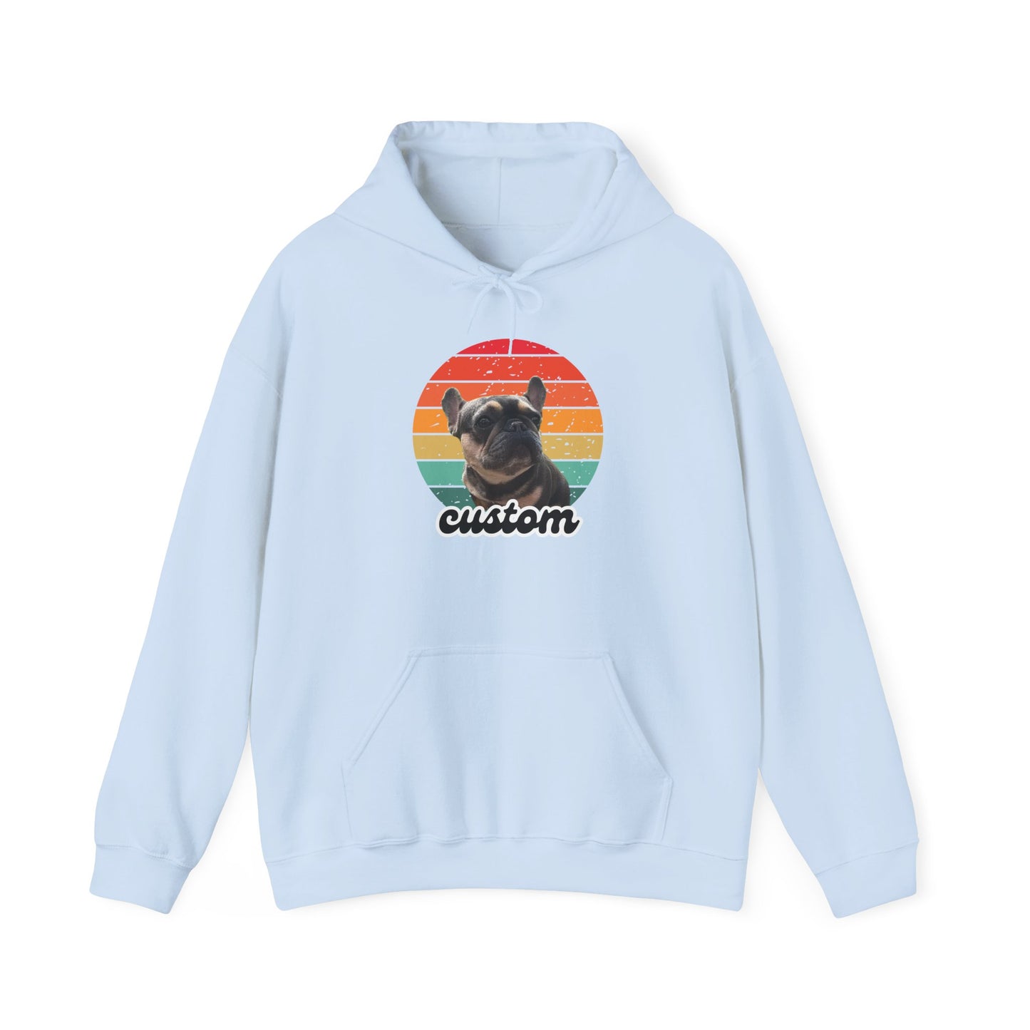 Custom dog name and photo retro sunset hoodie