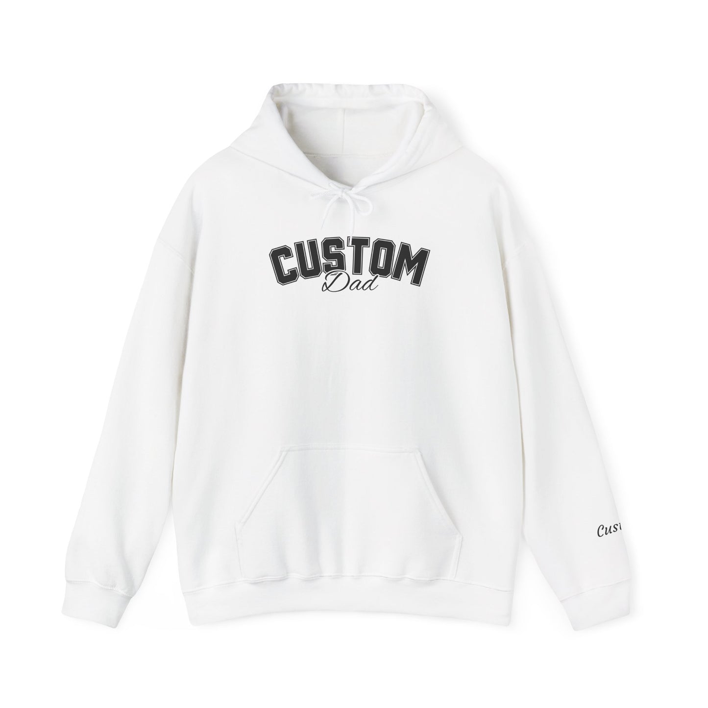 Dog breed dad hoodie with name on sleeve