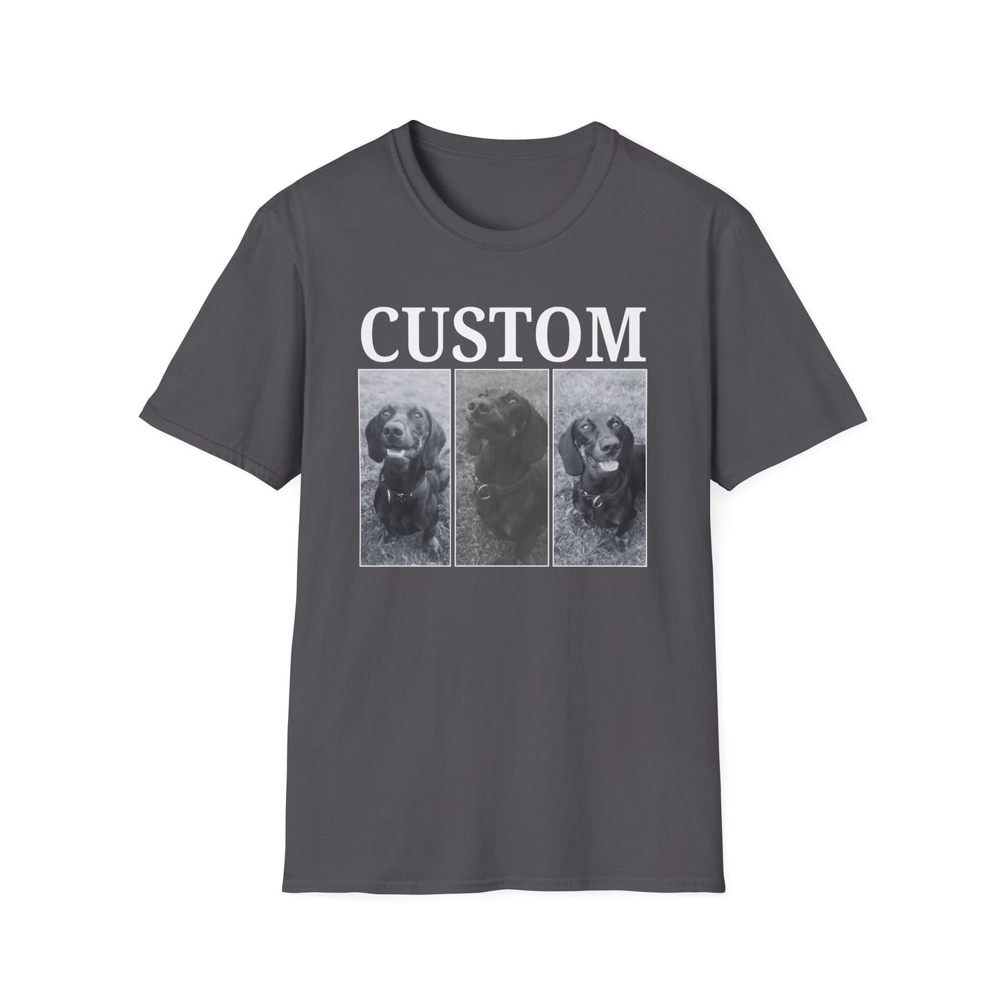 Personalised Vintage style dog photo and name T-shirt