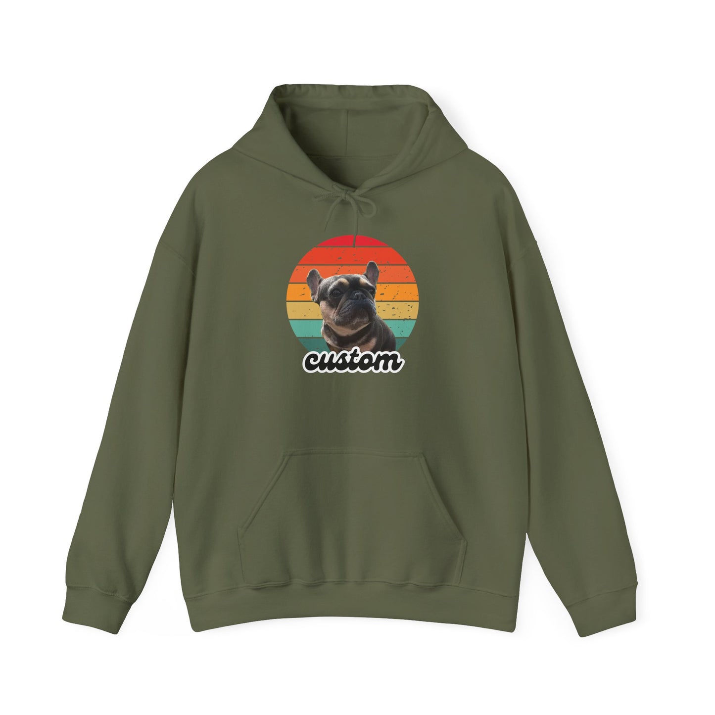 Custom dog name and photo retro sunset hoodie