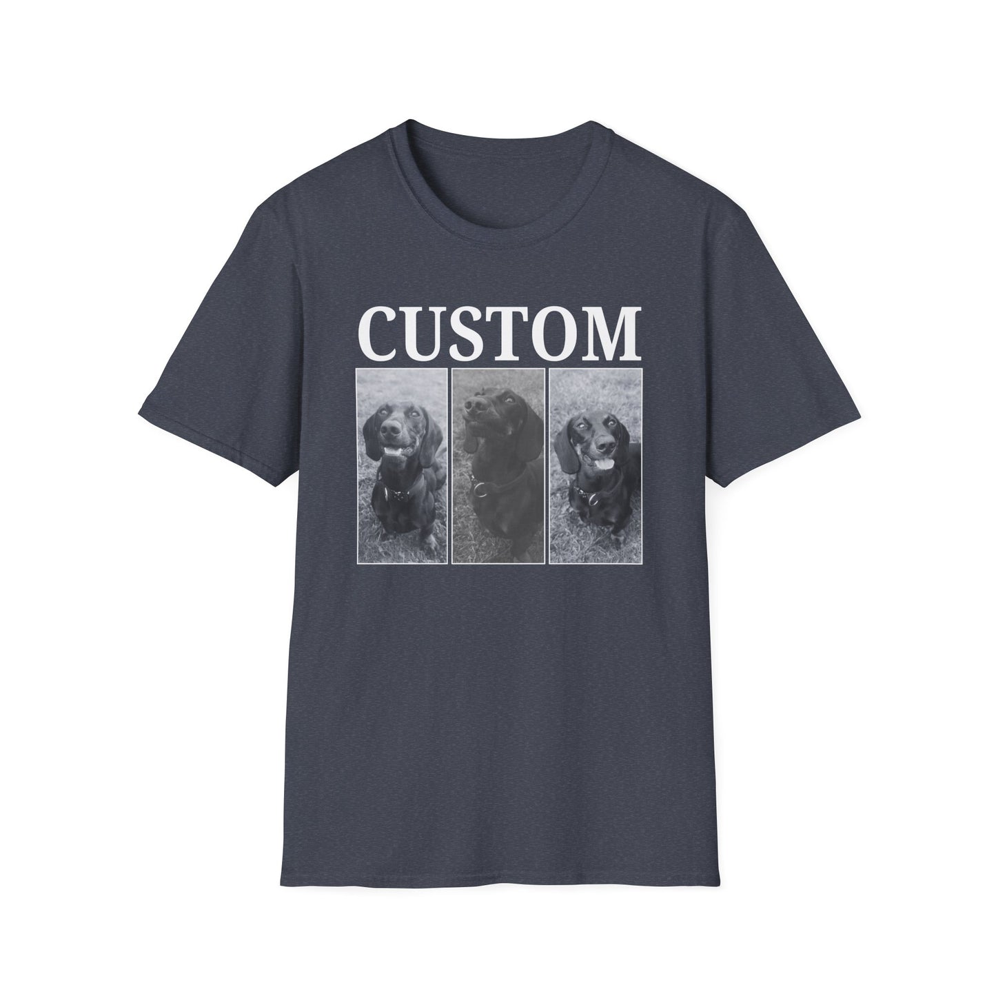 Personalised Vintage style dog photo and name T-shirt