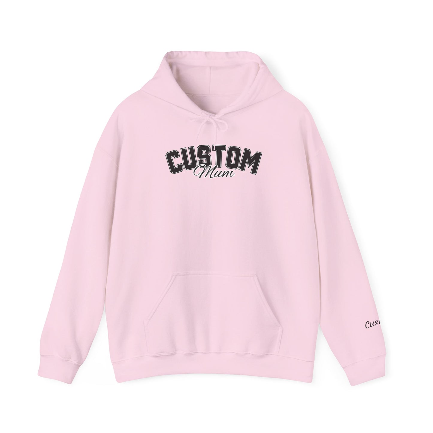 Dog breed mum hoodie with name on sleeve