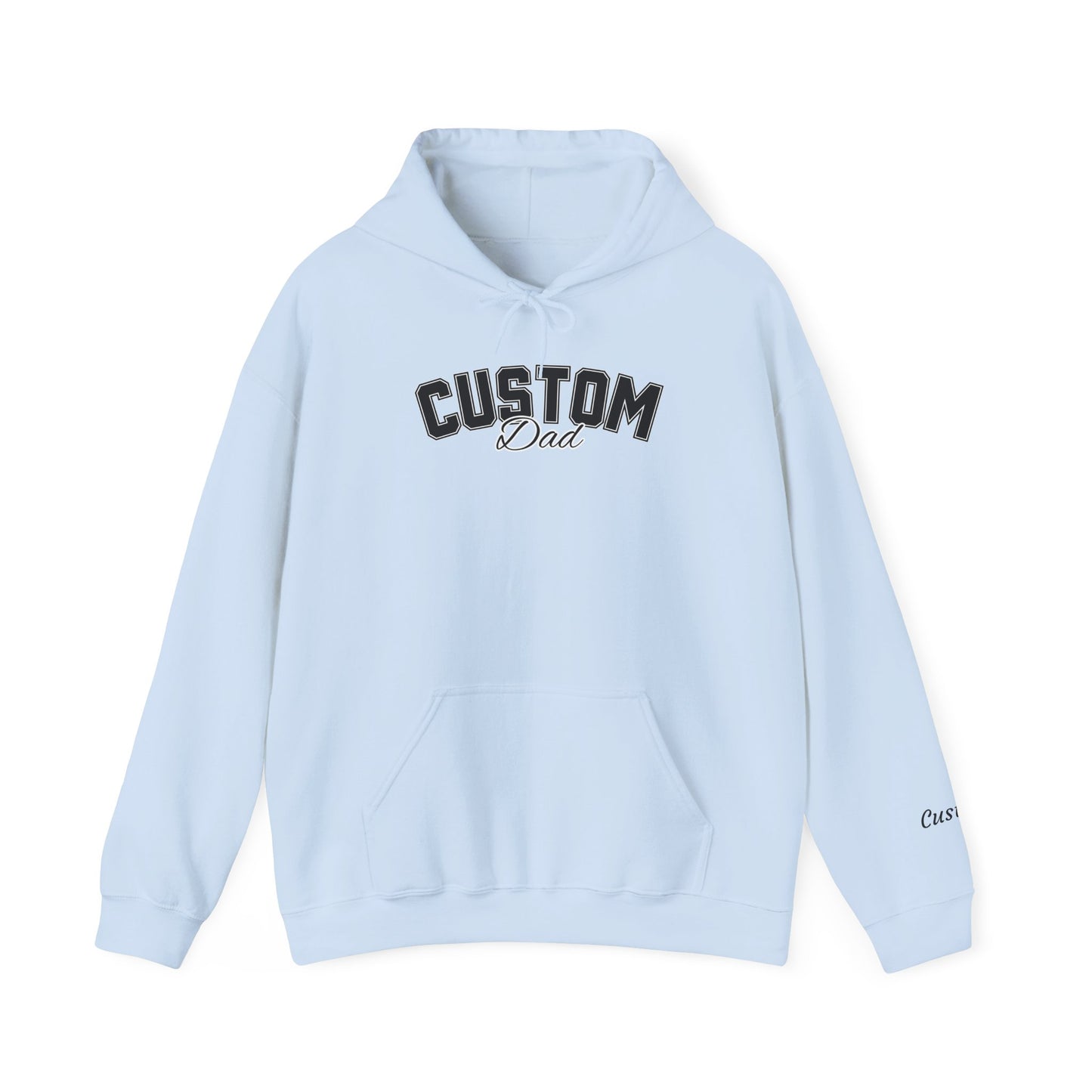 Dog breed dad hoodie with name on sleeve