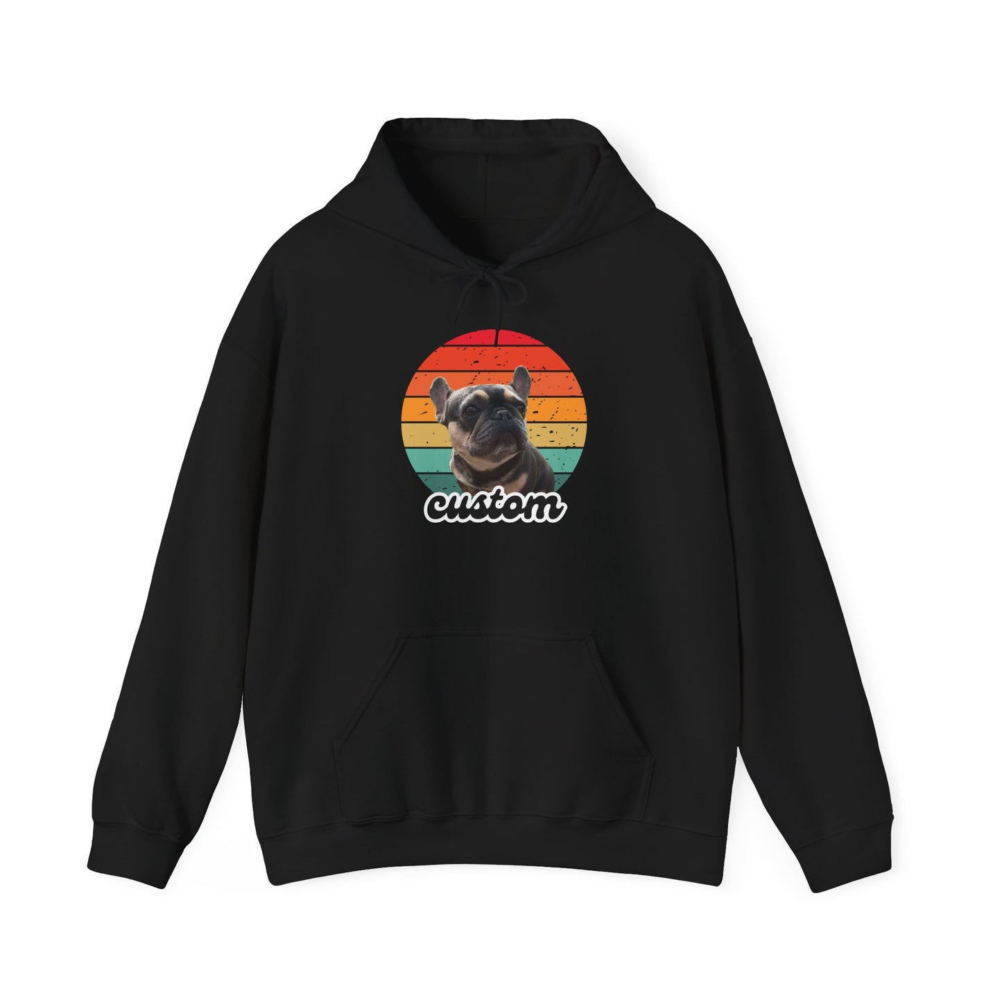 Custom dog name and photo retro sunset hoodie