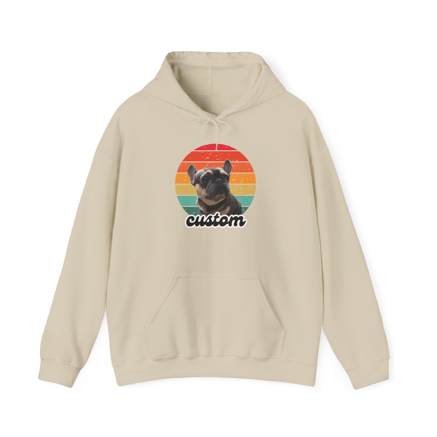 Custom dog name and photo retro sunset hoodie