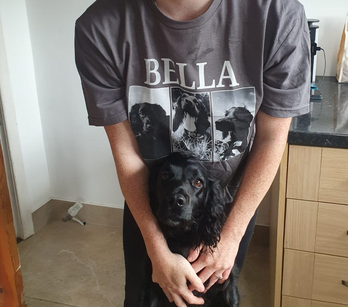Personalised Vintage style dog photo and name T-shirt