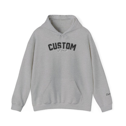 Dog breed dad hoodie with name on sleeve
