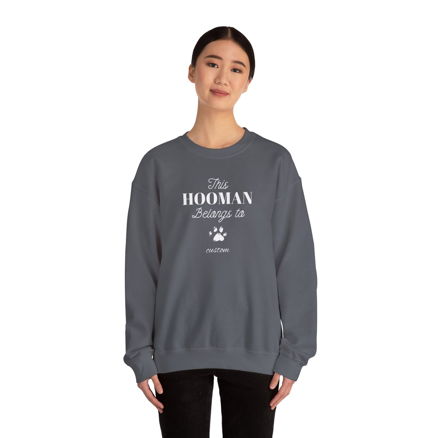 This HOOMAN belongs too sweater with your dogs name