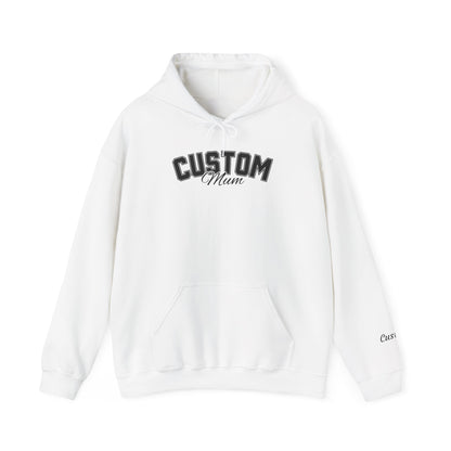 Dog breed mum hoodie with name on sleeve