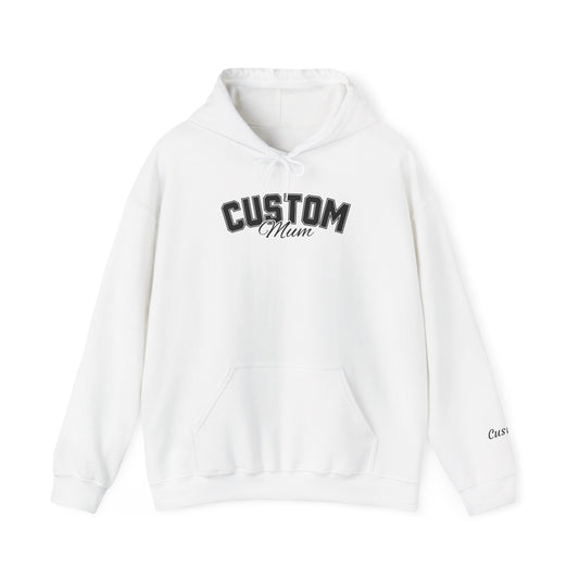 Dog breed mum hoodie with name on sleeve