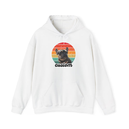 Custom dog name and photo retro sunset hoodie