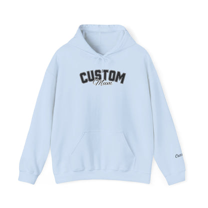 Dog breed mum hoodie with name on sleeve