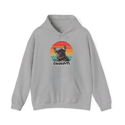 Custom dog name and photo retro sunset hoodie