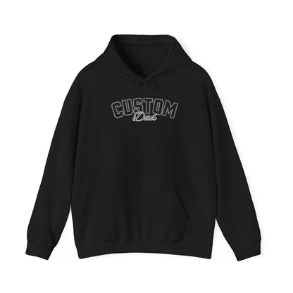 Dog breed dad hoodie with name on sleeve