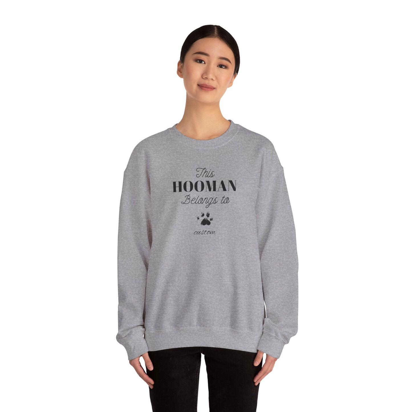 This HOOMAN belongs too sweater with your dogs name