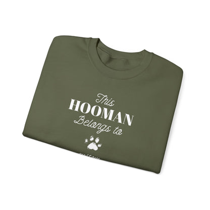 This HOOMAN belongs too sweater with your dogs name