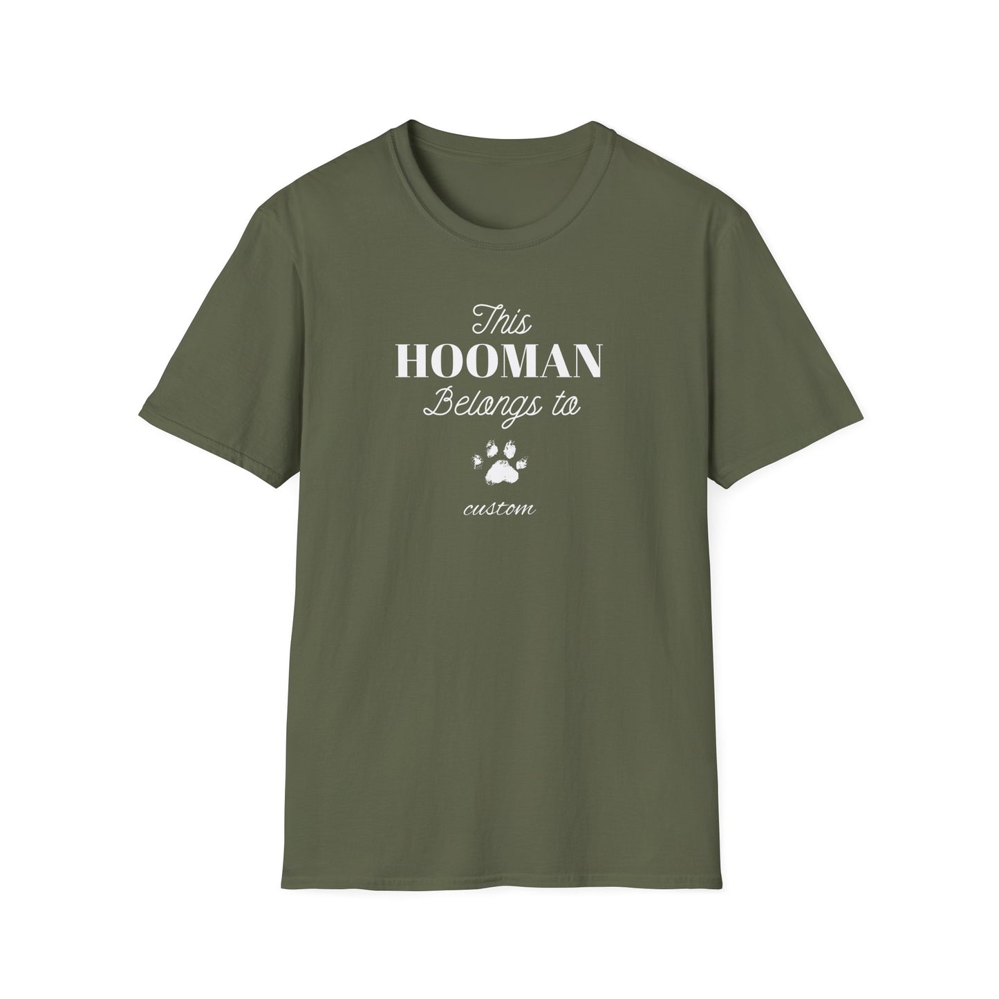 This HOOMAN belongs too t-shirt with your dogs name