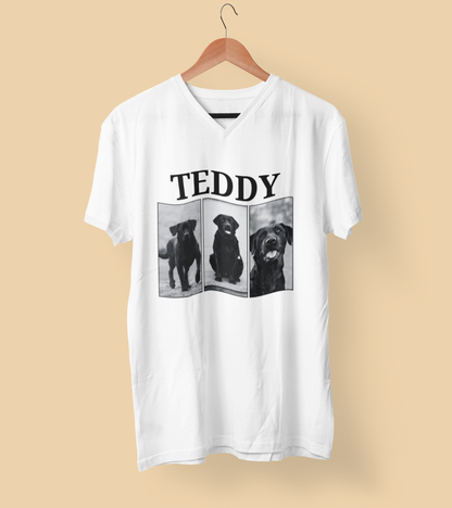 Vintage style 3x dog photos and name T-shirt