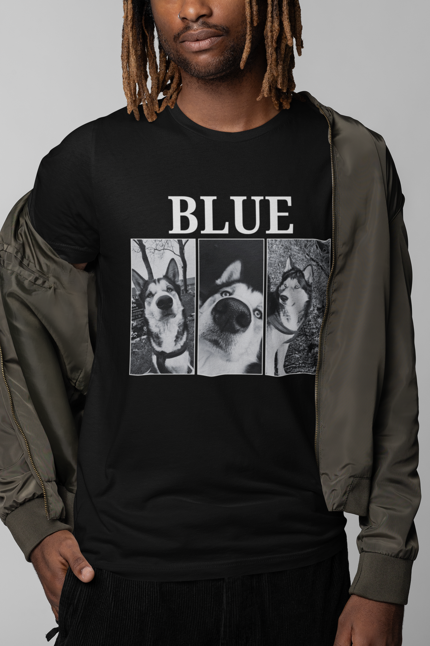 Vintage style 3x dog photos and name T-shirt