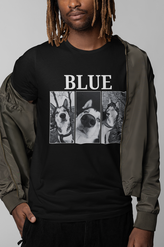 Vintage style 3x dog photos and name T-shirt