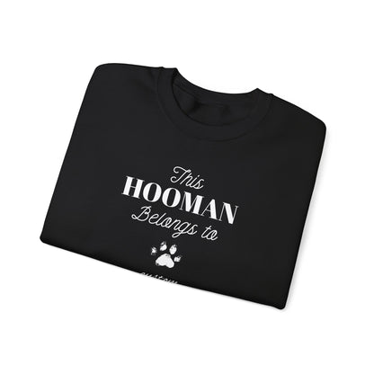 This HOOMAN belongs too sweater with your dogs name