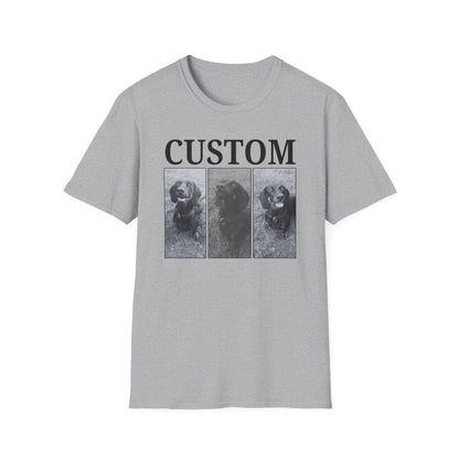 Personalised Vintage style dog photo and name T-shirt