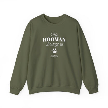This HOOMAN belongs too sweater with your dogs name
