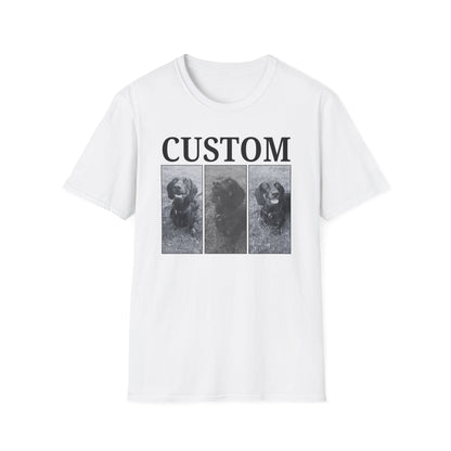Personalised Vintage style dog photo and name T-shirt