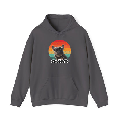 Custom dog name and photo retro sunset hoodie