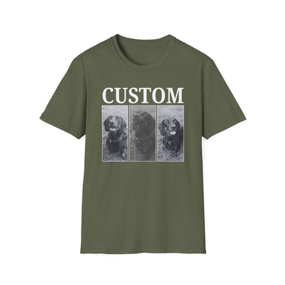 Personalised Vintage style dog photo and name T-shirt