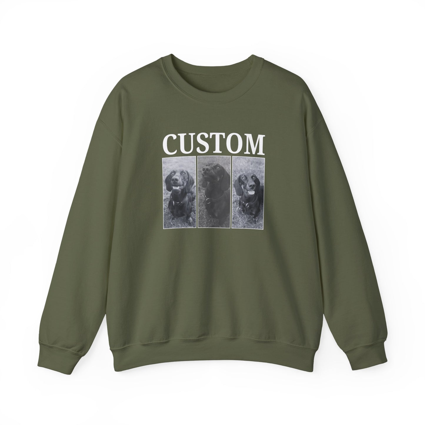 Vintage style 3x dog photos and name sweater