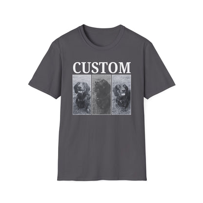 Personalised Vintage style dog photo and name T-shirt