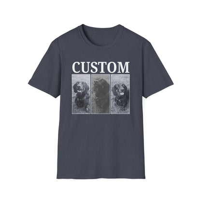 Personalised Vintage style dog photo and name T-shirt