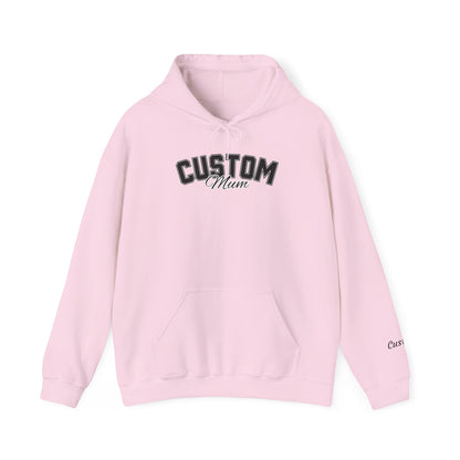 Dog breed mum hoodie with name on sleeve
