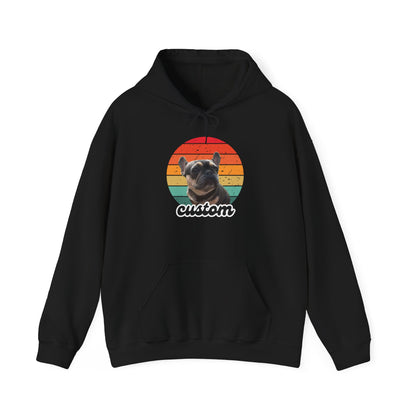 Custom dog name and photo retro sunset hoodie